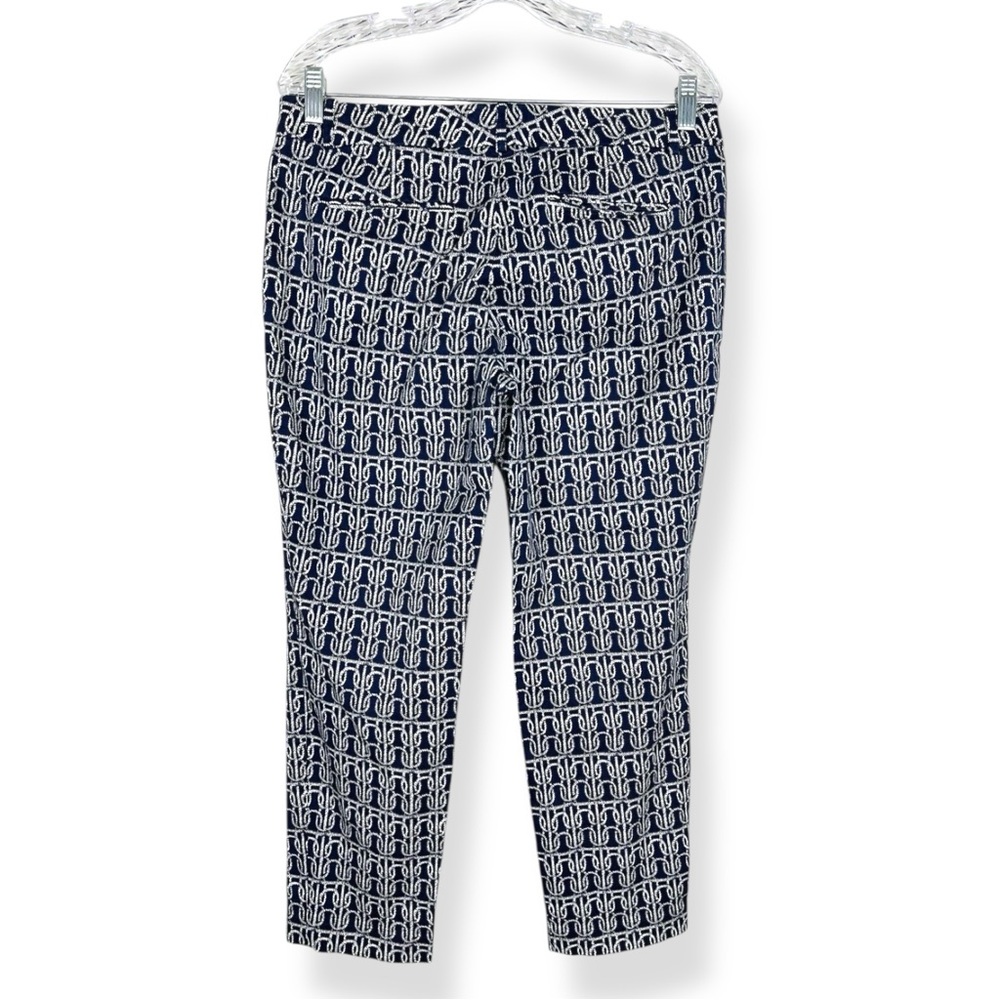 J Crew Cafe Capri Pants Womens‎ Size 8 Navy Blue White